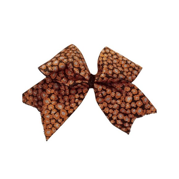 Girls Oversize Hair Bow 7.5" Elastic Ponytail Black Orange Silver Animal Print G - Picture 2 of 15